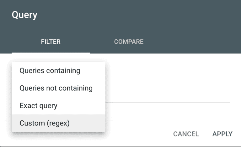 Google Search Console Regex Filter